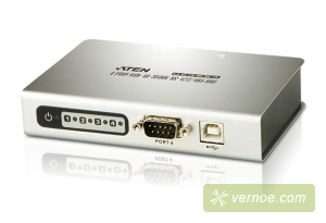 Конвертер, USB<=>RS-422/485, USB B-тип>4xDB9, Female>Male, без Б.П., (USB 2.0;с 1 шнуром A>B Male) ATEN UC4854 2-Port USB to RS-485/422 Hub