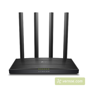 Маршрутизатор TP-Link Archer C6U AC1200 Dual-band Wi-Fi gigabit router, up to 867 Mbps at 5 GHz + up to 300 Mbps at 2.4 GHz, support for 802.11ac/n/a/b/g standards, Wi-Fi On / Off buttons, 5 Gigabit ports, 4 fixed antennas