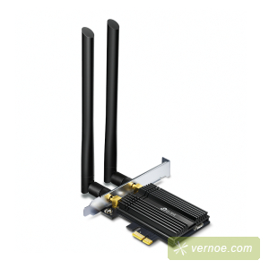 Сетевой адаптер TP-Link Archer TX50E 11AX 3000Mbps dual-band PCI-E adapter, 2402Mbps at 5G and 574Mbps at 2.4G, support Bluetooth 5.0, WPA2 encryption, two external Antennas.
