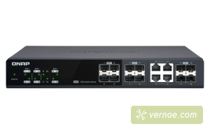Коммутатор QNAP QSW-M1204-4C   Managed 10 Gbps switch with 12 SFP + ports, 4 of which are combined with RJ-45, throughput up to 240 Gbps, JumboFrame support.