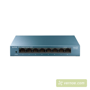 Коммутатор TP-Link LS108G 8 ports Giga Unmanagement switch, 8 10/100/1000Mbps RJ-45 ports, metal shell, desktop and wall mountable, plug and play, support 802.1p QoS, power saving