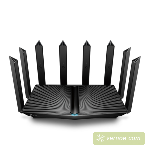 Маршрутизатор TP-Link Archer AX90 AX6600 tri-band wireless Gigabit router, 4804Mbps at 5G band1, 1201Mbps at 5G band2 and 574Mbps at 2.4G, 1*2.5G WAN/LAN port, 1*1G WAN/LAN port, 3*1G LAN ports, 1*USB 3.0 port, 1*USB 2.0 port, 8 antennas, support Homecare