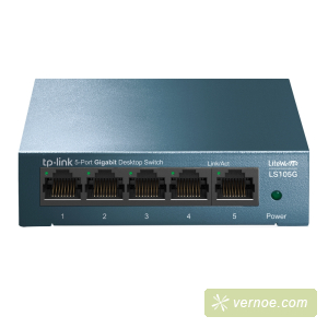 Коммутатор TP-Link LS105G 5 ports Giga Unmanagement switch, 5 10/100/1000Mbps RJ-45 ports, metal shell, desktop and wall mountable, plug and play, support 802.1p QoS, power saving