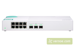 Коммутатор QNAP QSW-308S   Unmanaged 10 Gb / s switch with 3 SFP + ports and 8 1 Gb / s RJ-45 ports, throughput up to 76 Gb / s, JumboFrame support