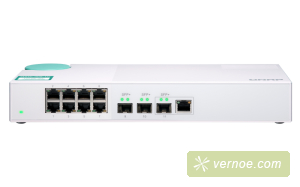 Коммутатор QNAP QSW-308-1C   Unmanaged 10 Gb / s switch with 3 SFP + ports, of which 1 is combined with RJ-45, and 8 1 Gb / s RJ-45 ports, bandwidth up to 76 Gb / s, support JumboFrame