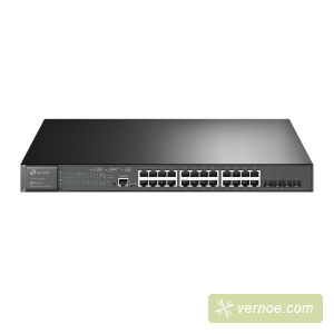 Коммутатор TP-Link TL-SG3428XMP 24-port Gigabit Managed PoE switch with 4 10G SFP+ ports, support 802.3af/at PoE, 1 console port, 19-inch rack mount, support L2/L2+ features.