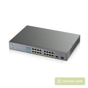 Коммутатор ZyXEL GS1300-18HP-EU0101F  GS1300-18HP PoE+ switch for IP cameras, 17xGE (16xPoE +), 1xSFP, PoE budget of 170 W, power transmission distance up to 250 m, increased overvoltage and ESD protection