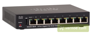 Коммутатор Cisco SG250-08HP-K9-EU  SG250-08HP 8-Port Gigabit PoE Smart Switch